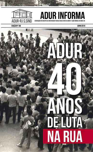 Banner da ADUR sobre 40 anos de Luta na Rua