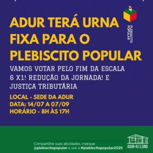 ADUR terá urna fixa para votação do Plebiscito Popular