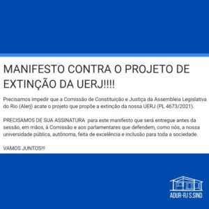 ADUR repudia projeto de lei que propõe extinção da UERJ