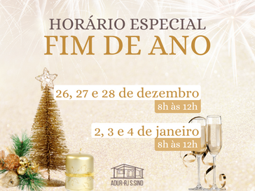 Horário especial de fim de ano na ADUR