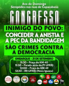 Mobilização para o ato "Congresso é inimigo do povo" em Copacabana