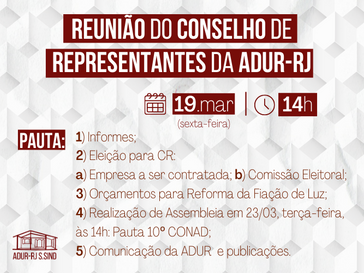 Reunião do Conselho de Representantes da ADUR-RJ