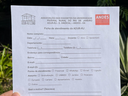 ADUR implementa ficha de atendimento