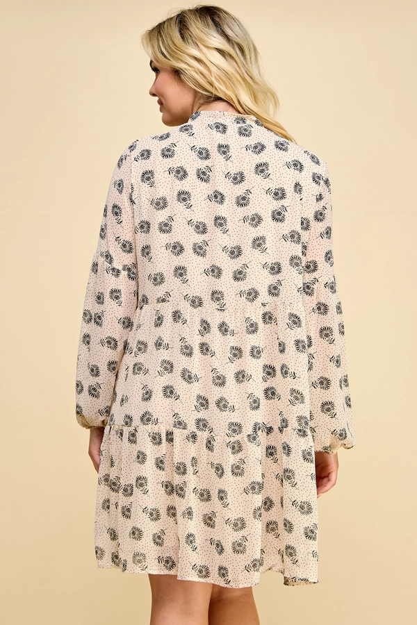 Plus Size Tiered Dress with Neck Tie | LoBelle Boutique