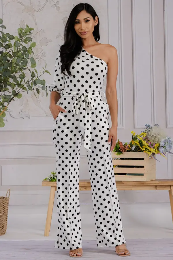 Thumbnail: Polkadot One Shoulder Jumpsuit