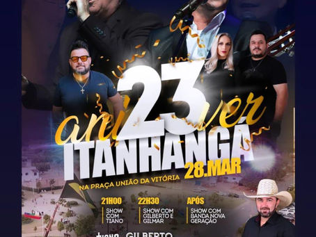 Venha comemorar o 23º aniversário de Itanhangá na praça União da Vitória