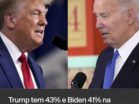 Donald Trump e Joe Biden aparecem empatados dentro da margem de erro.