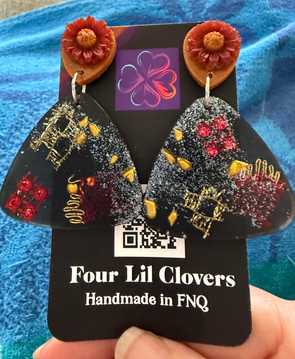 Black, red and gold dangles 