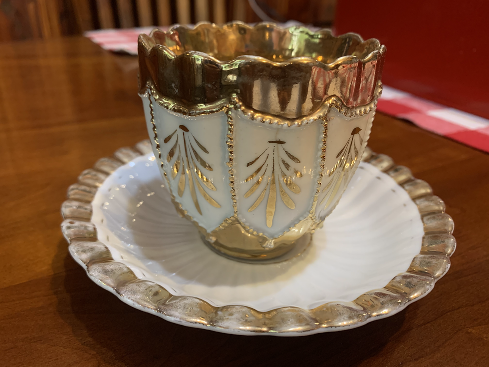 Thumbnail: Art Deco Gold and White Cup and Saucer