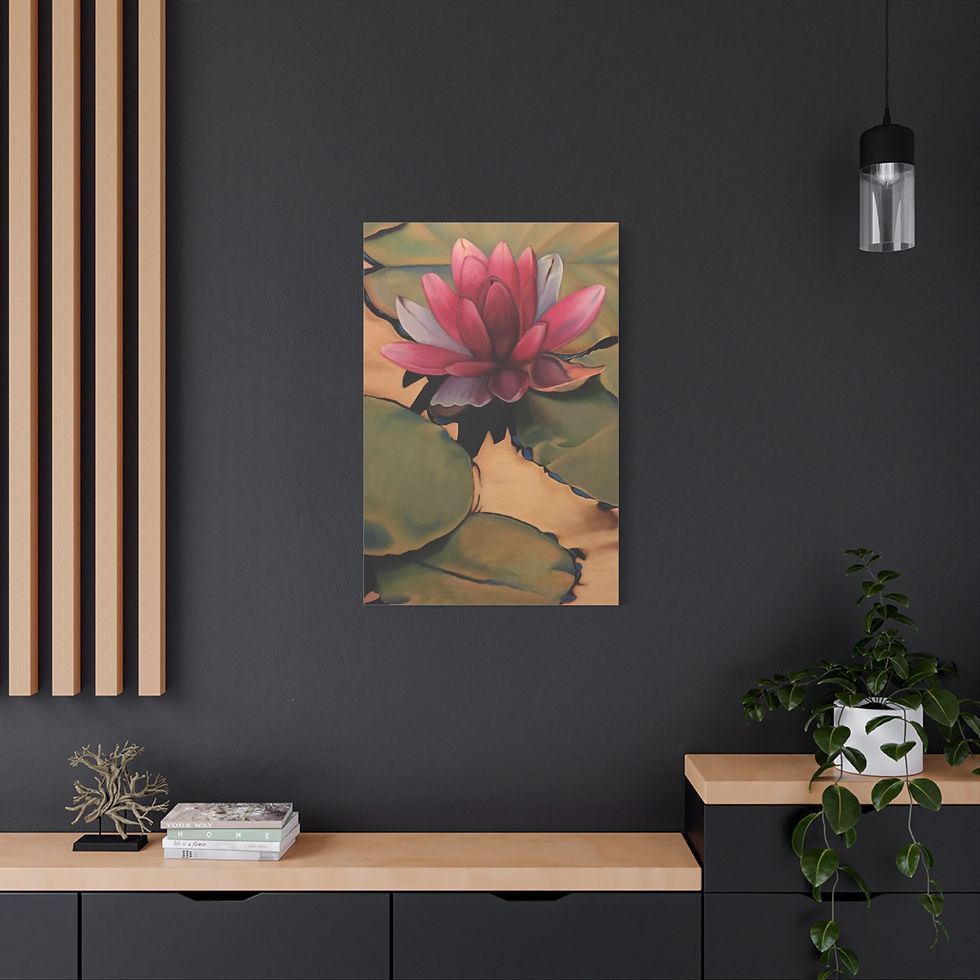 Thumbnail: Pink Water Lily Matte Stretched Canvas Wall Art