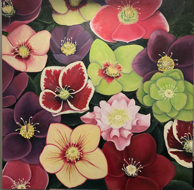 Annuals, 36" x 36", Oil on canvas