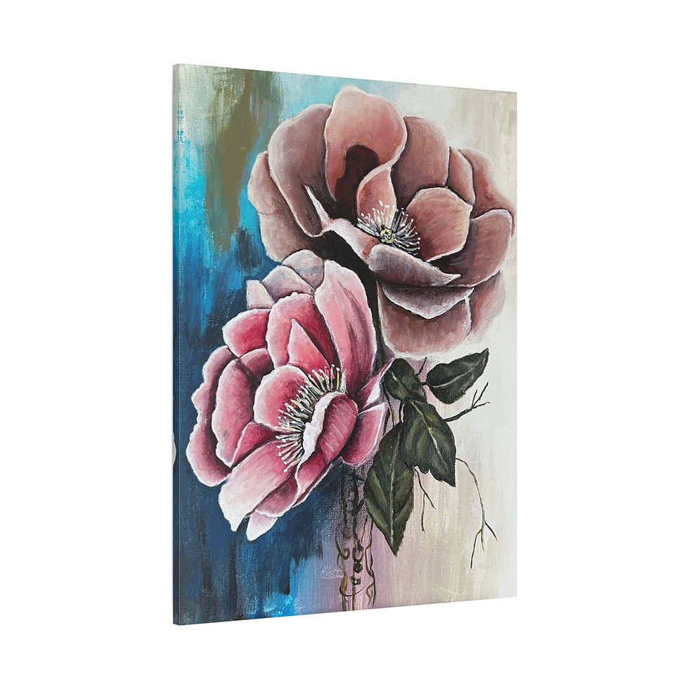 Thumbnail: Floral Canvas Wall Art – Pink Peonies Matte Stretched Canvas