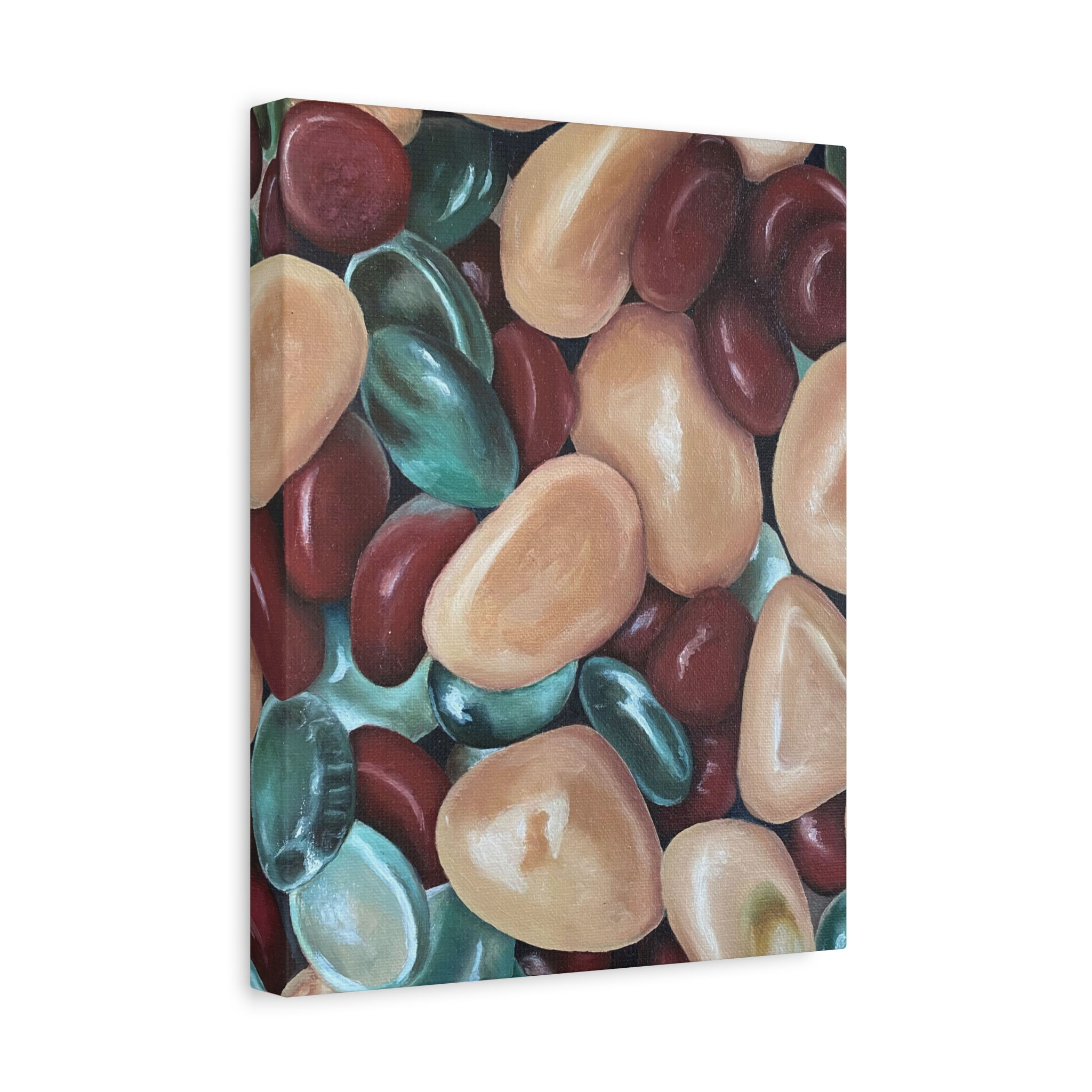 Artistic Stretched Canvas - Vibrant Glass Stone Design