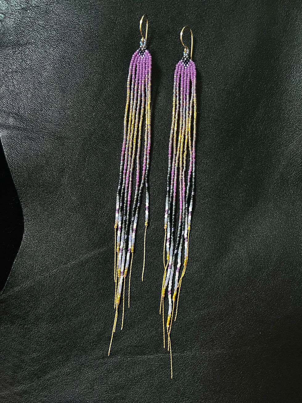 Thumbnail: Lavender Stone 14k GF Fringe Seed Bead Earrings 