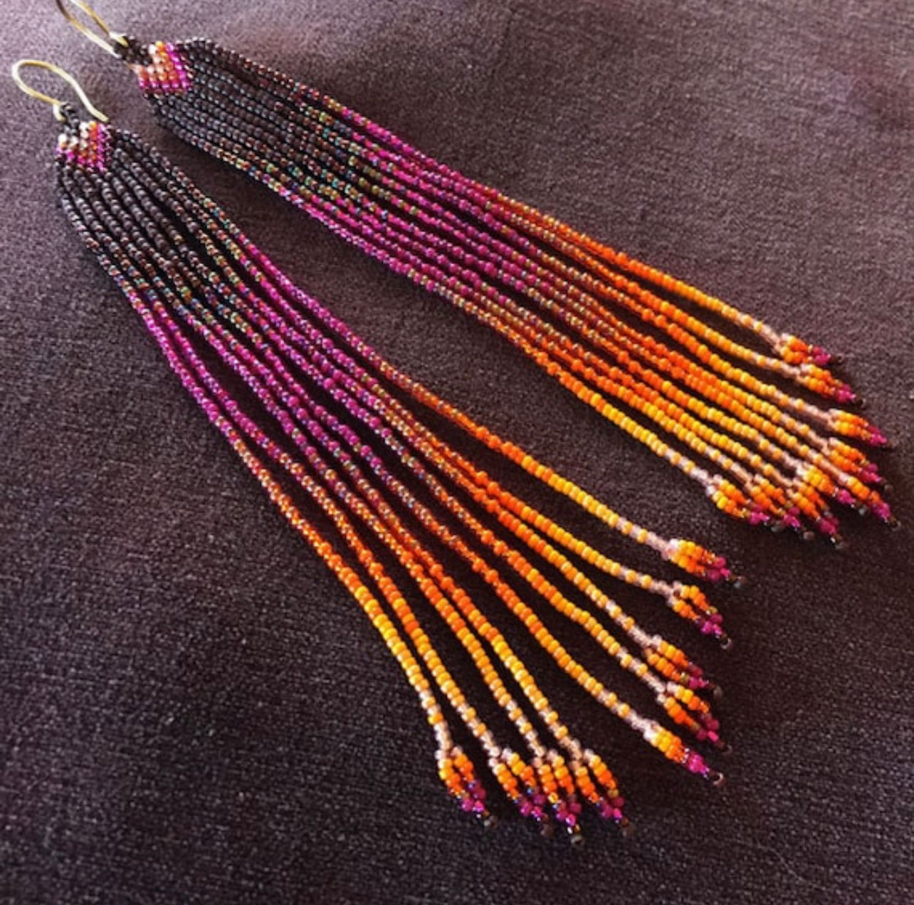 Maui Swan Designs ~ Summer Heat ~ Seed Bead Handmade Earrings