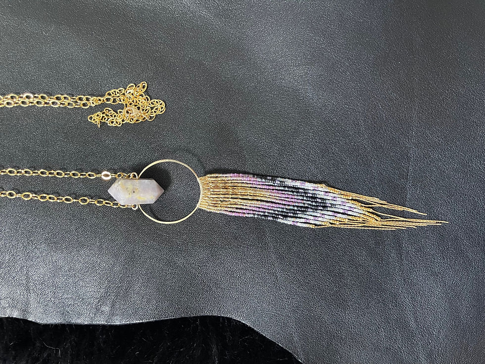Thumbnail: New Double Terminated Point  Dendritic Moss Opal Necklace