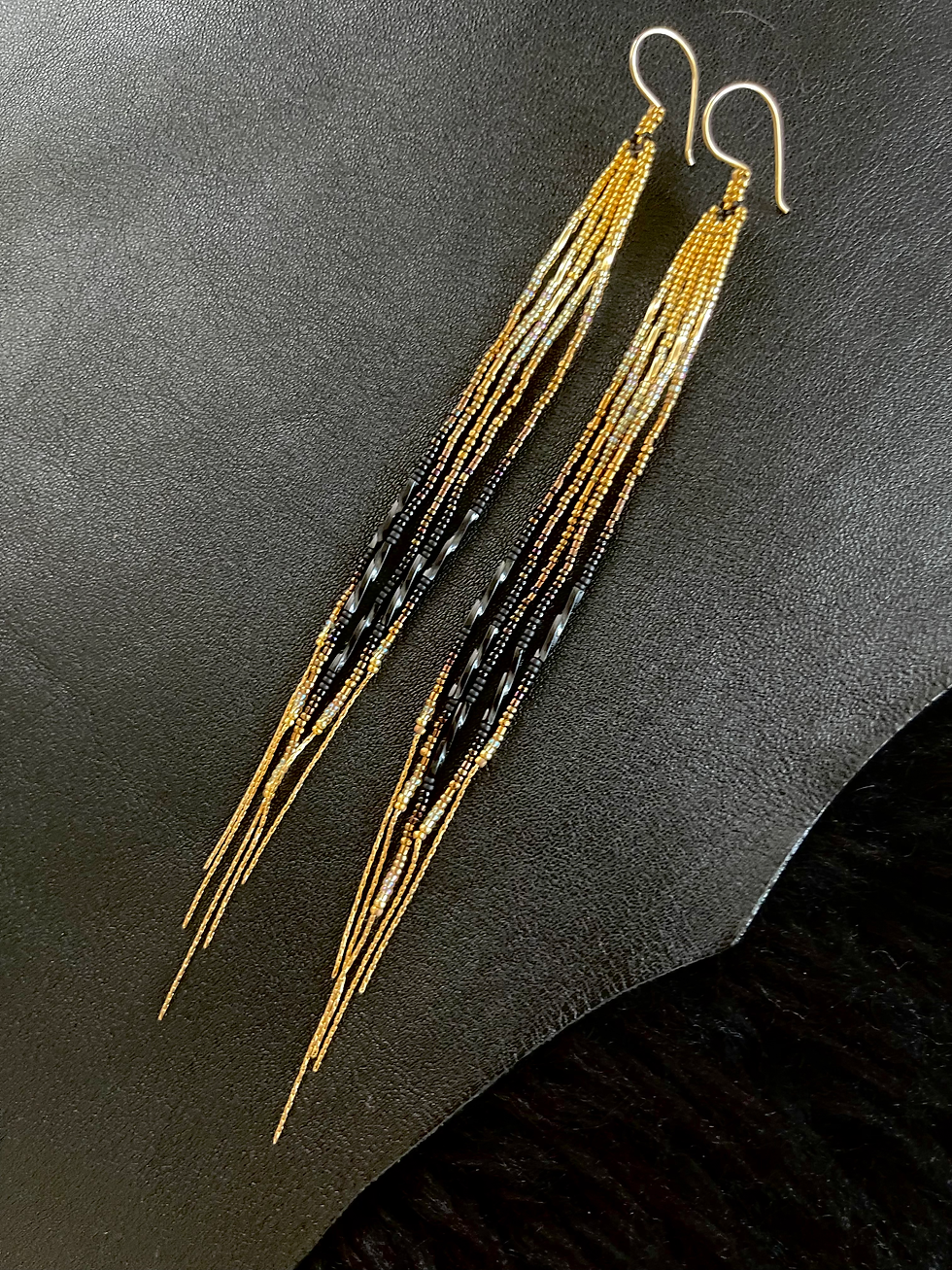 Thumbnail: Czech Glass, 24k Seed Beads with 14K GF Beads & Chain Fringe