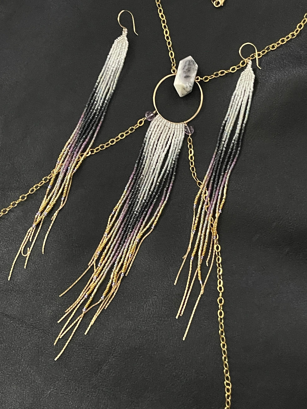 Thumbnail:  New Double Terminated Point Dendritic Moss Opal 14k GF Body Chain