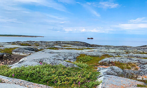 Hiking in Churchill Manitoba Arctic landscape during beluga retreat