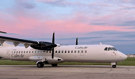 Calm Air airplane flying to Churchill Manitoba from Winnipeg