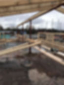 Roof top steel framework being erected to form part of roof top extension in Stockport