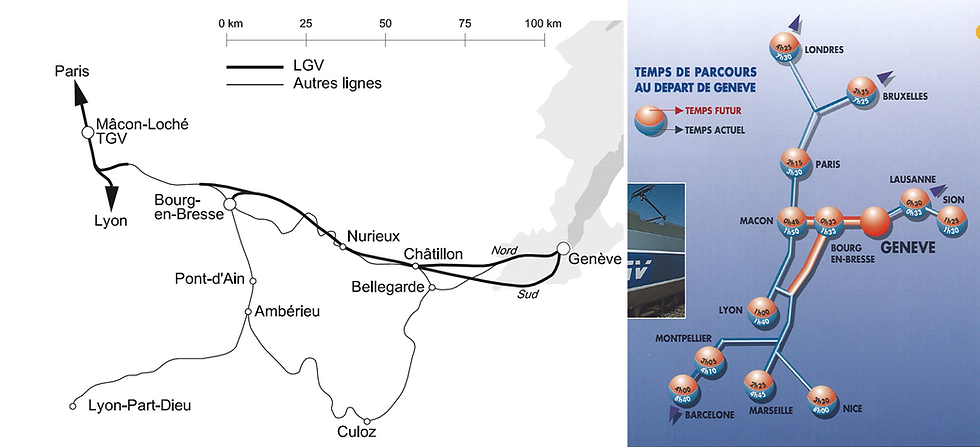 Projet de ligne à grande vitesse dite des Titans et temps de trajet associés.