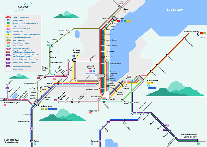 réseau de RER et de métro du Grand Genève à l'horizon 2050