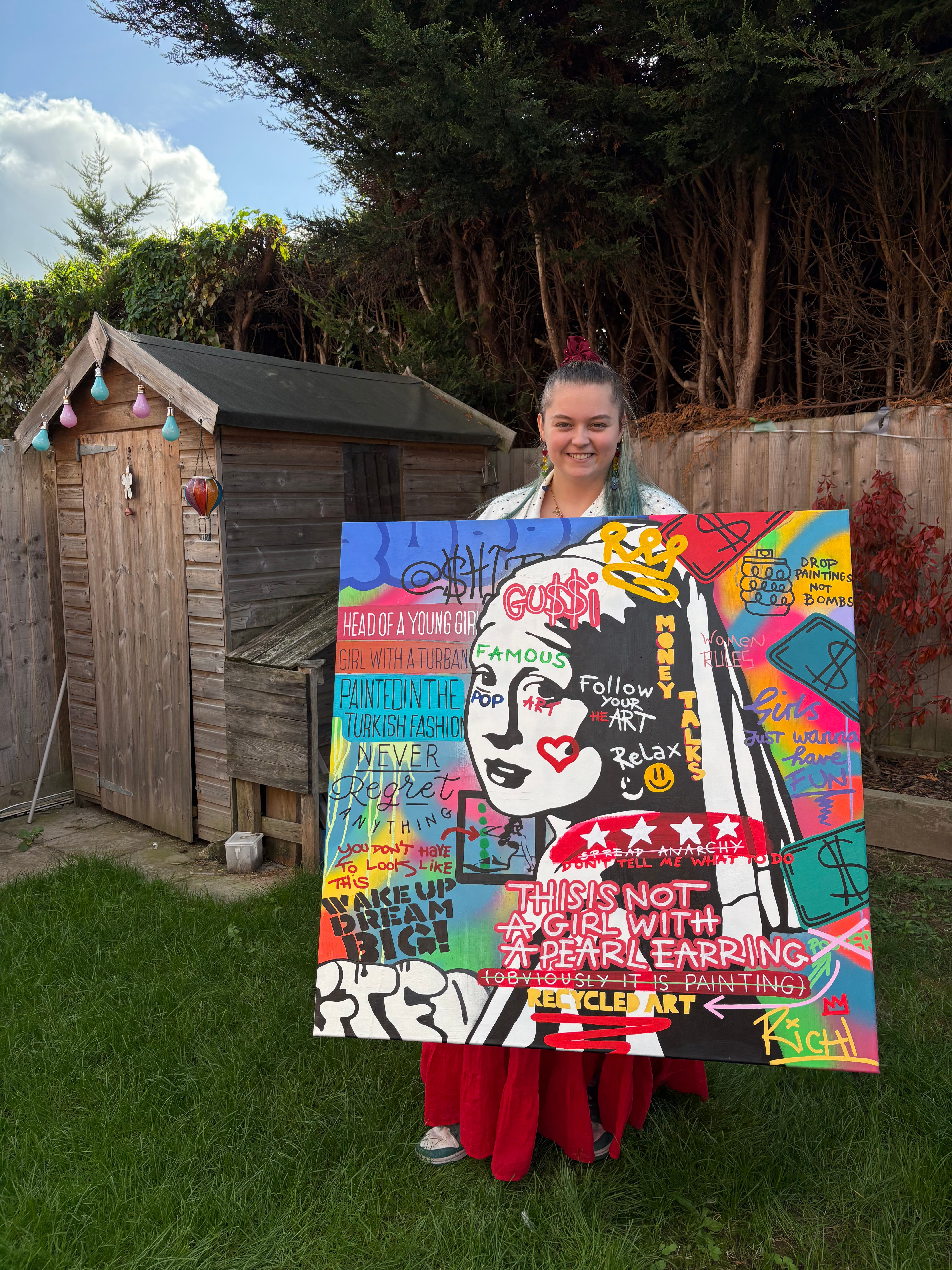 Pearls and Protest Oringial Handpainted Canvas