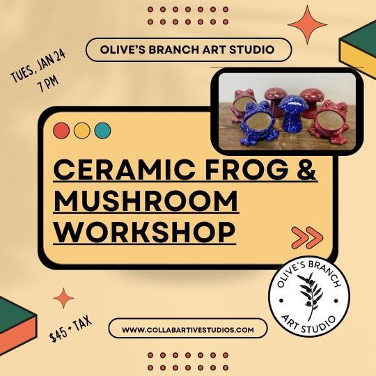 Ceramic frog and mushroom