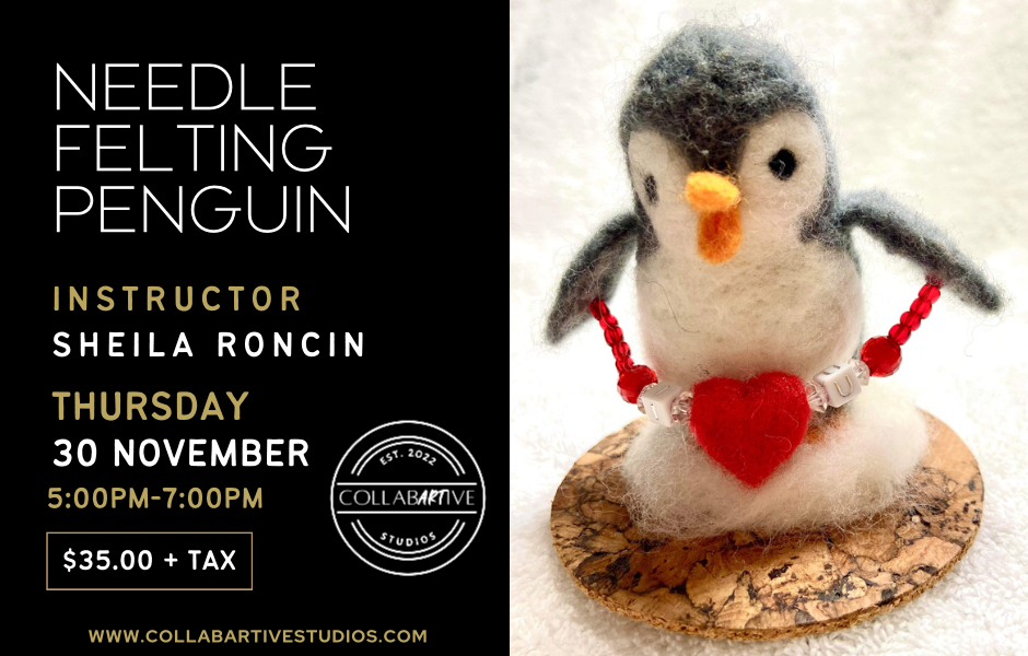 Needle felting penguin