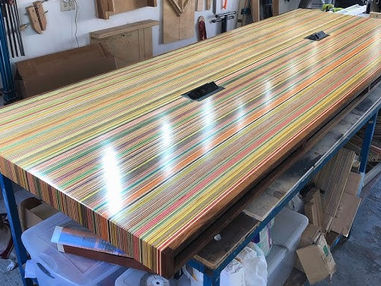 amazing table made out of old skateboards