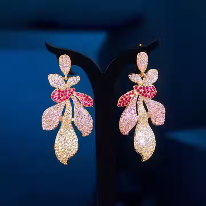  Thistle Leaf Petal Dangle Drop Earrings
