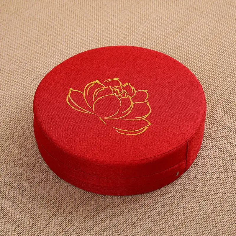 Thumbnail: Yoga Meditation Cushion Round Thickened Embroidered Lotus Cushion with Backrest 