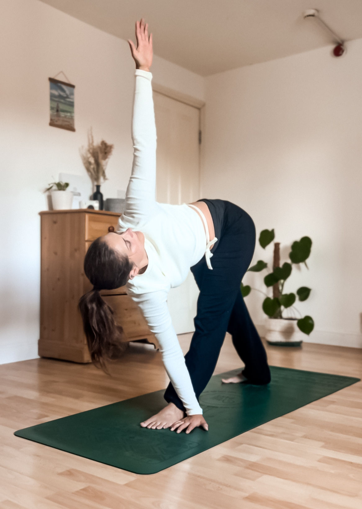 ashtanga yoga online practice, triangle pose, online yoga class