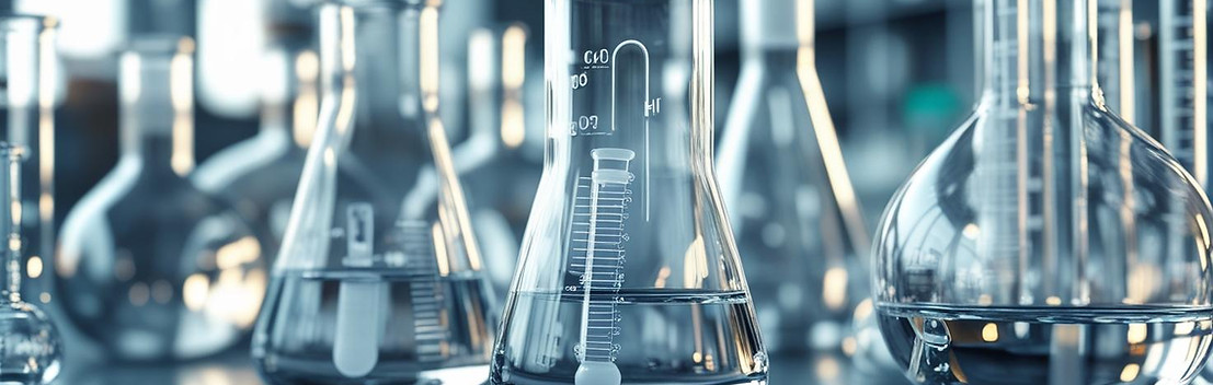 Material de vidrio de laboratorio quÃmico con fondo de laboratorio pero resaltando el mate