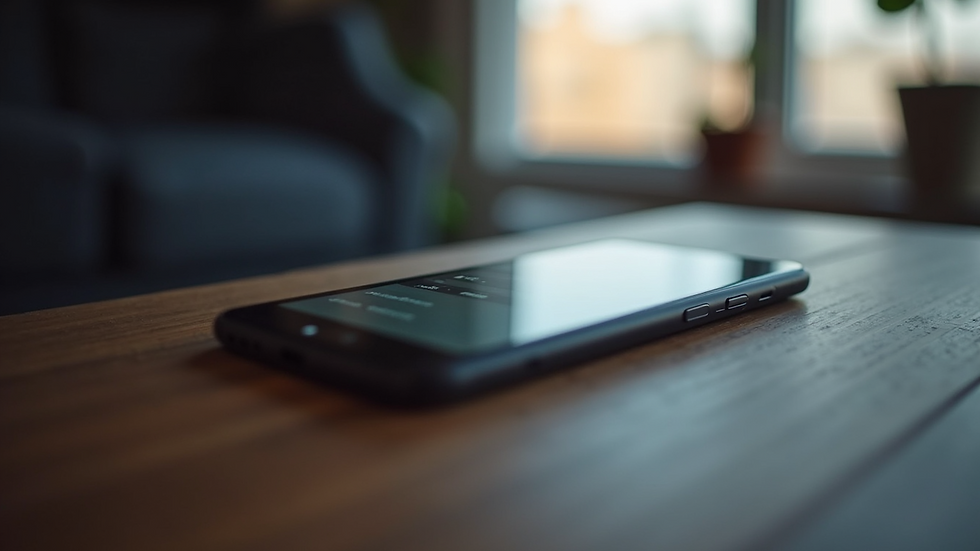 Close-up view of a smartphone showing social media posts on screen