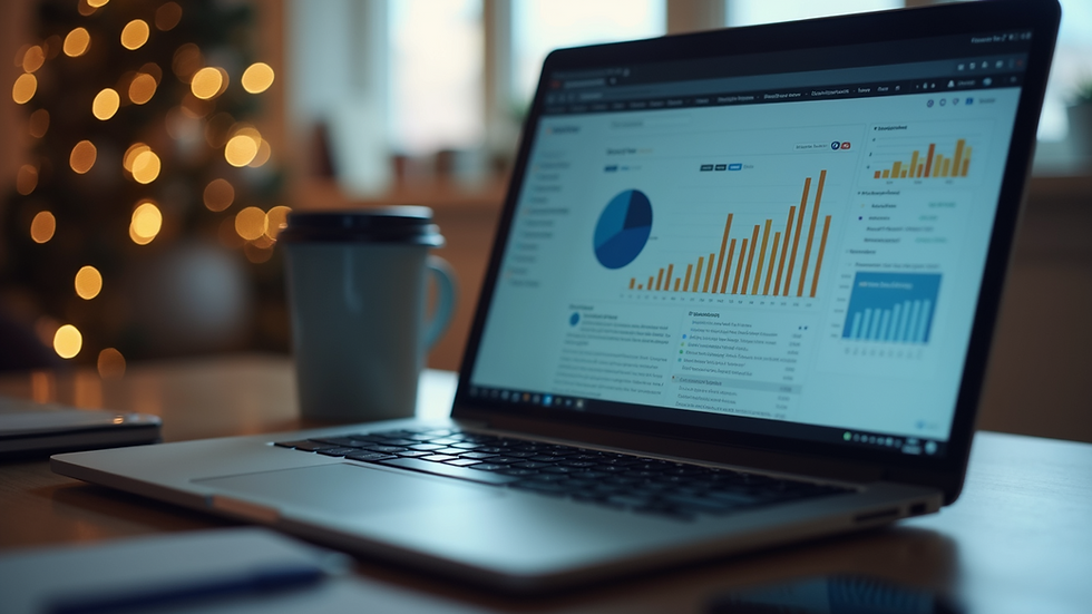Eye-level view of a laptop screen showing social media analytics