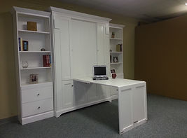Murphy wall bed shown with the desk open