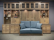 Massive large murphy bed with sofa, upper cabinets and a hidden desk