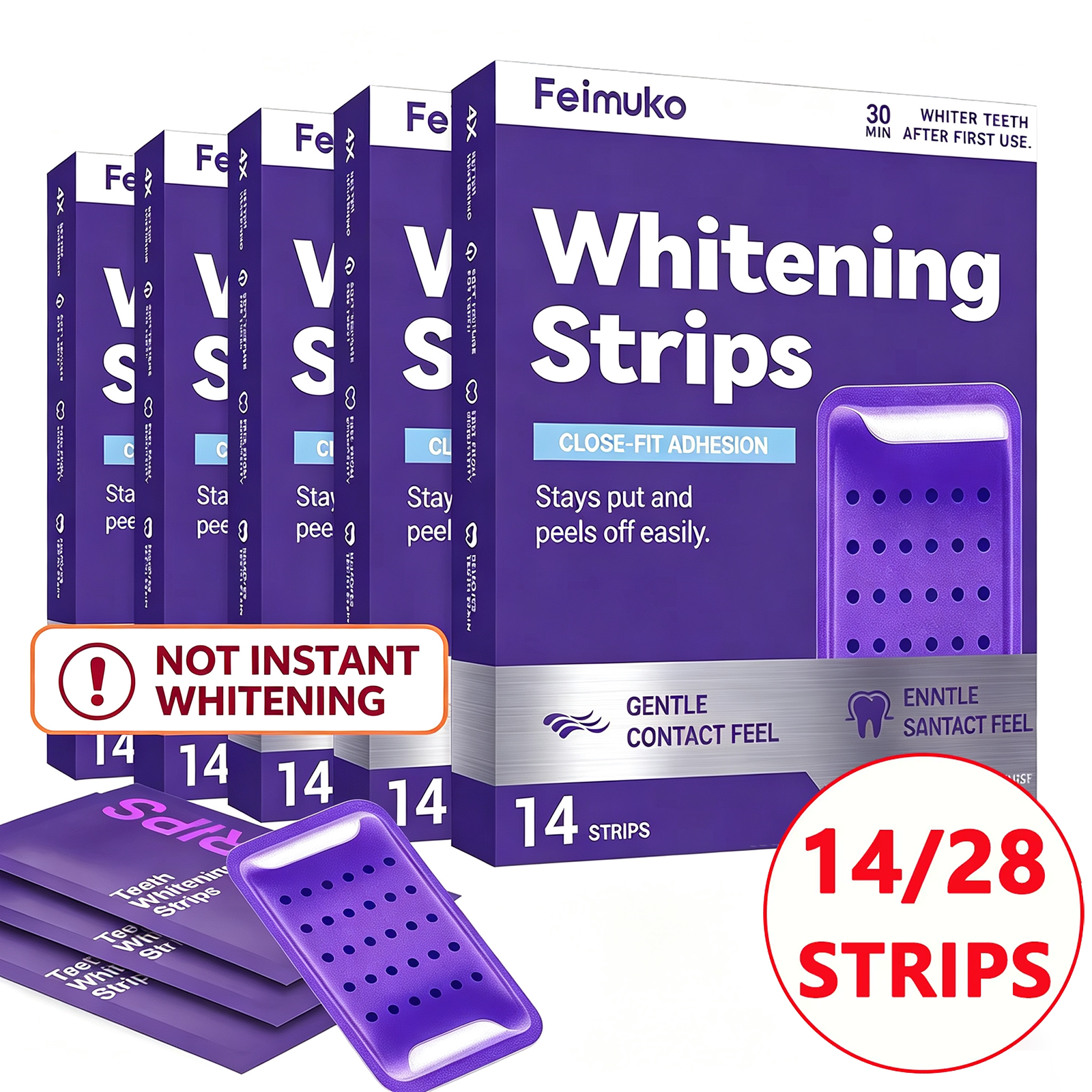 7/14pcs Purple Teeth Whitening Kit – Remove Plaque & Stains Instant Color Corr