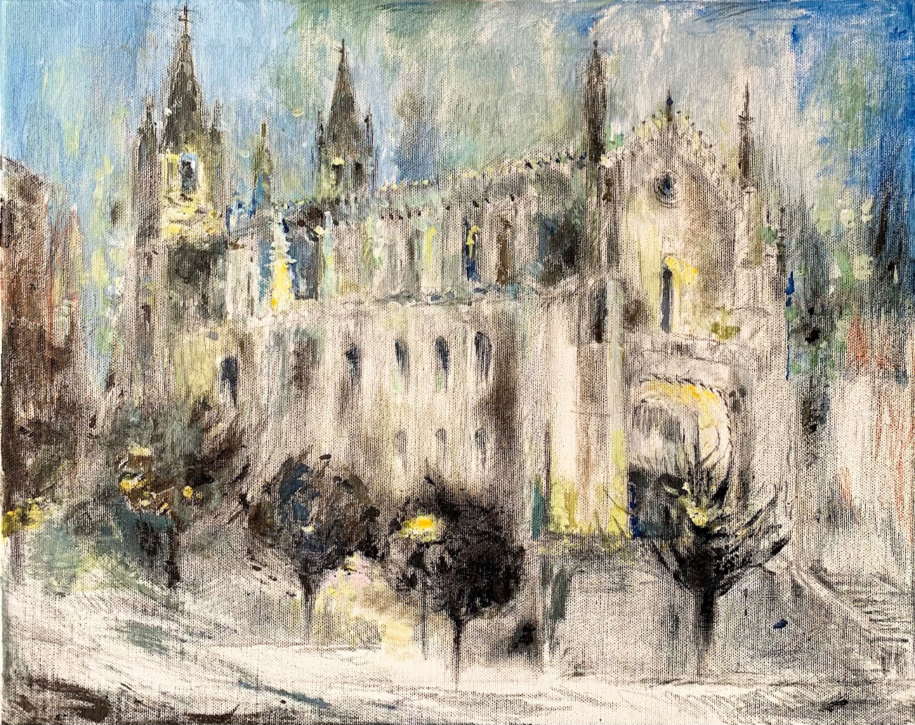 Iglesia de Los Jerónimos. Mixed media on canvas, 40 × 50 cm