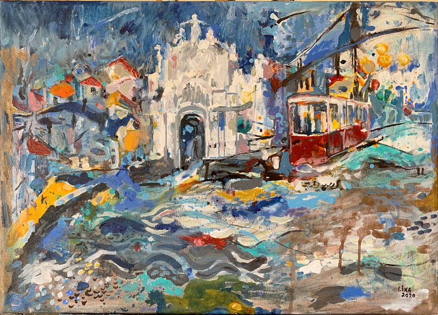 Lisboa. Mixed media on canvas, 60 × 80 cm