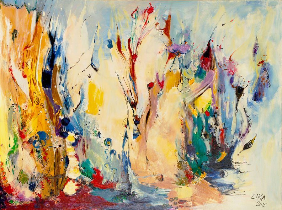 My days II. Mixed media on canvas, 100 × 150 cm