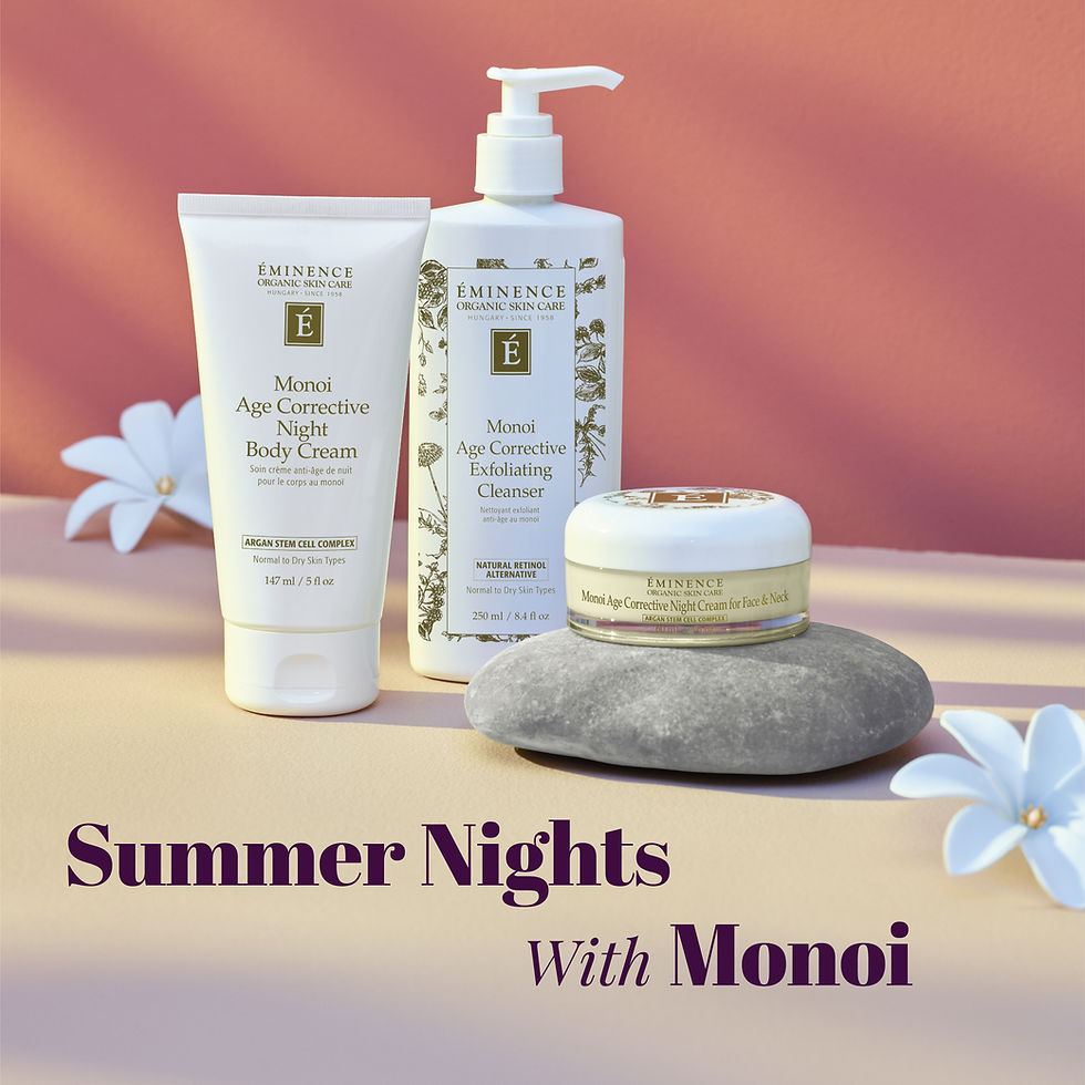 Thumbnail: Eminence Monoi Age Corrective Exfoliating Cleanser, Body Cream. Summer Nights.