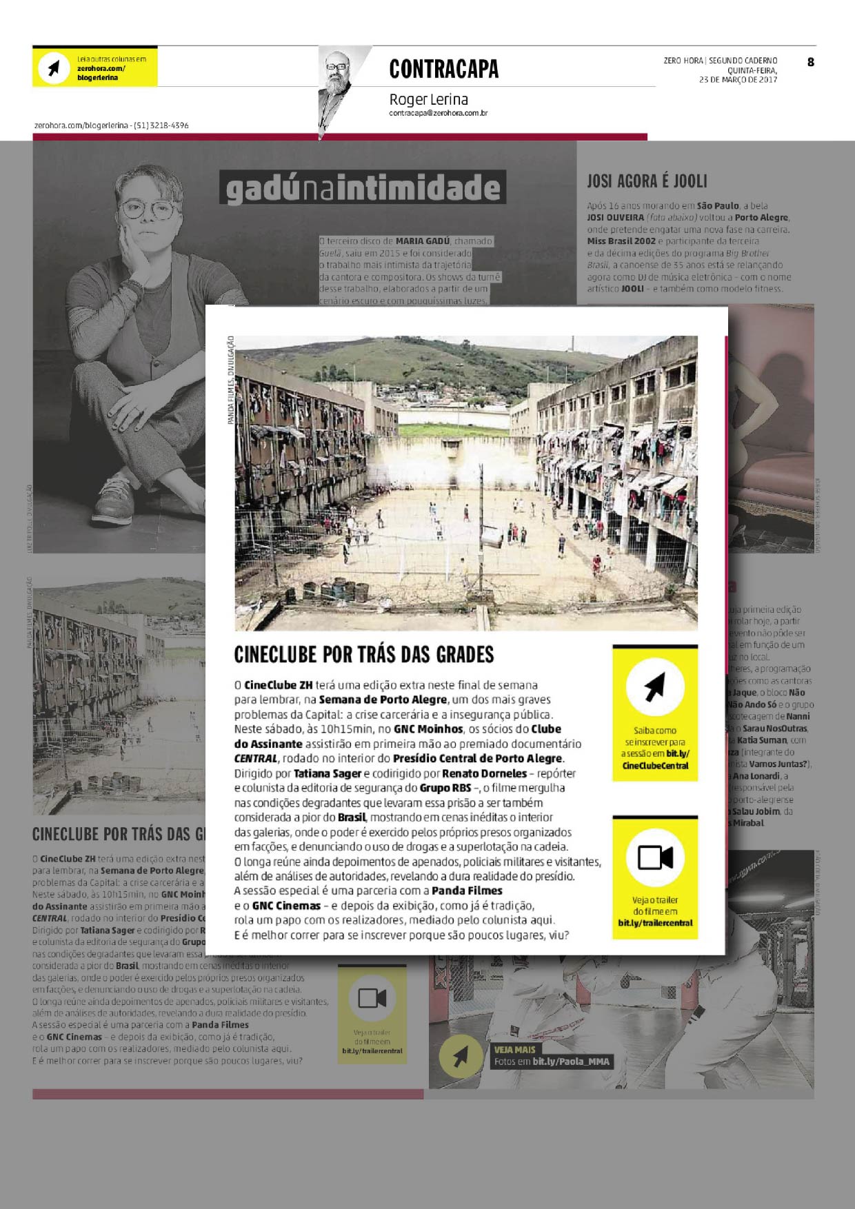 Contra Capa Roger Lerina ZH | 23.03
