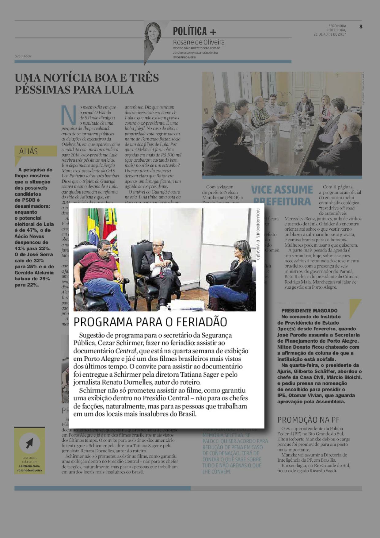 Coluna Rosane de Oliveira ZH | 21.04