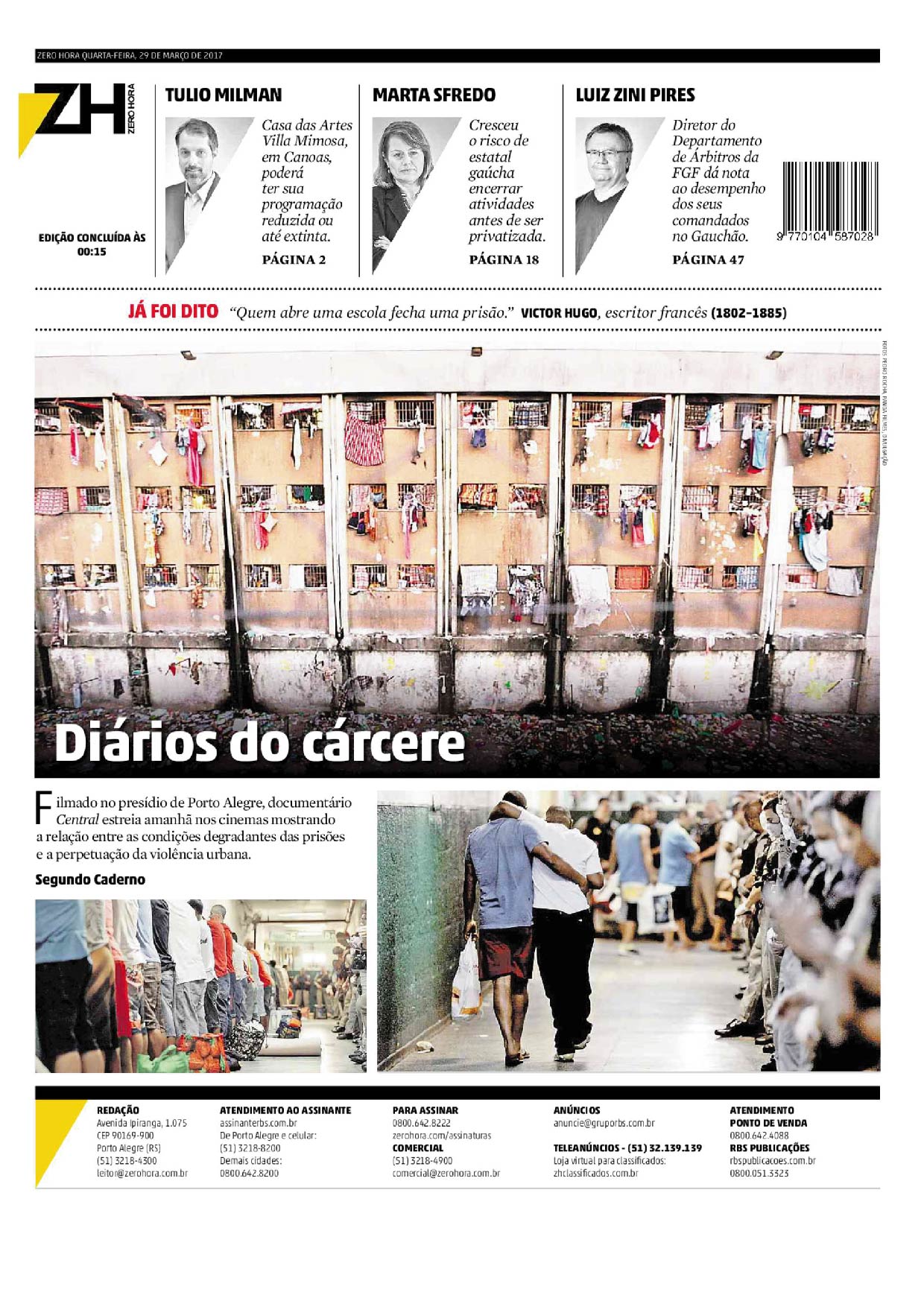 Contra Capa ZH | 29.03