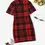 Thumbnail: Young Girl Summer Casual Short Sleeve Plaid & Printed Mini Mock-Neck Dress