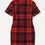 Thumbnail: Young Girl Summer Casual Short Sleeve Plaid & Printed Mini Mock-Neck Dress