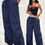 Thumbnail: Coolane Women's Streetwear Cargo 2in1 Stretchy Elastic Waistband Parachute Pants